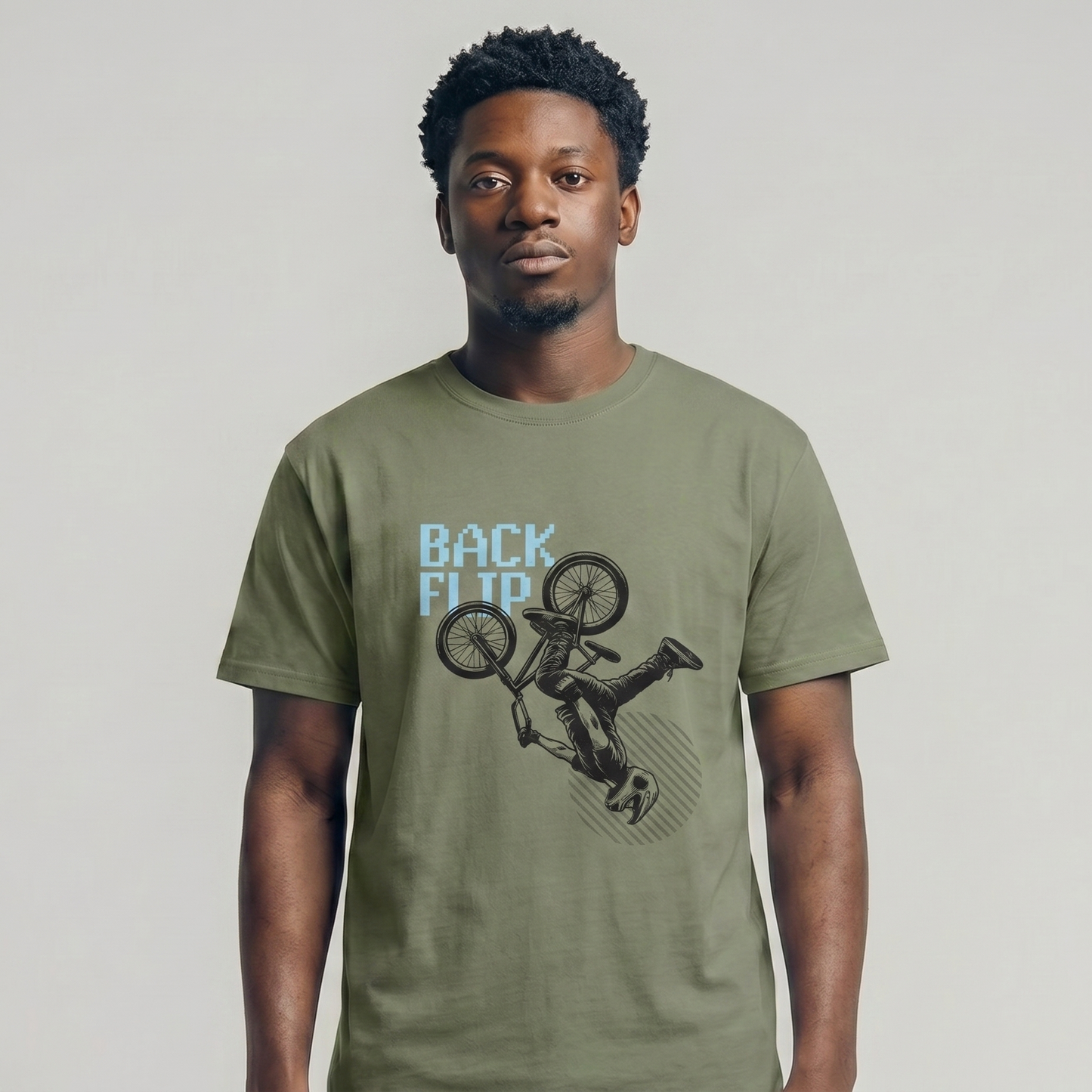 Back Flip Biker- Grünes T-shirt- UPGRAYZ