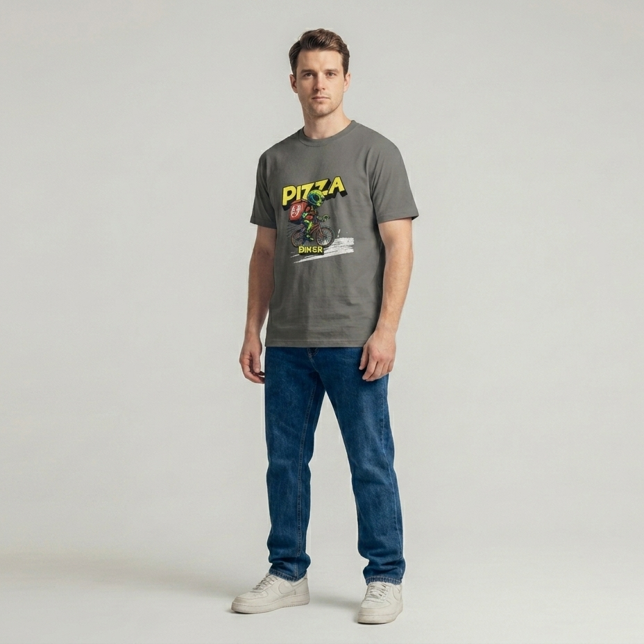 Pizza Addicted- Graues T-shirt- UPGRAYZ
