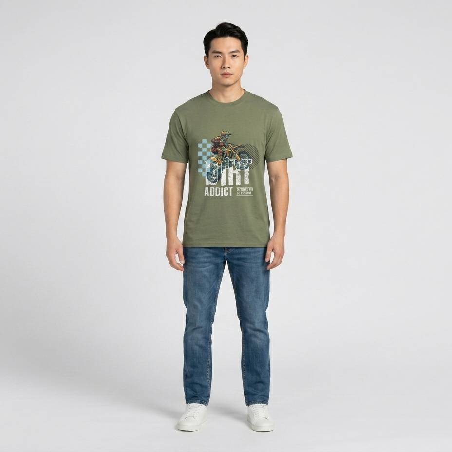Dirt Addict Rider - Grünes T-Shirt - UPGRAYZ
