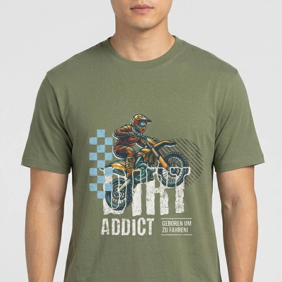 Dirt Addict Rider - Grünes T-Shirt - UPGRAYZ